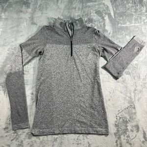 Nike Running Dri FIT Quarter Zip Long Sleeve Athletic Top Women Medium Gray